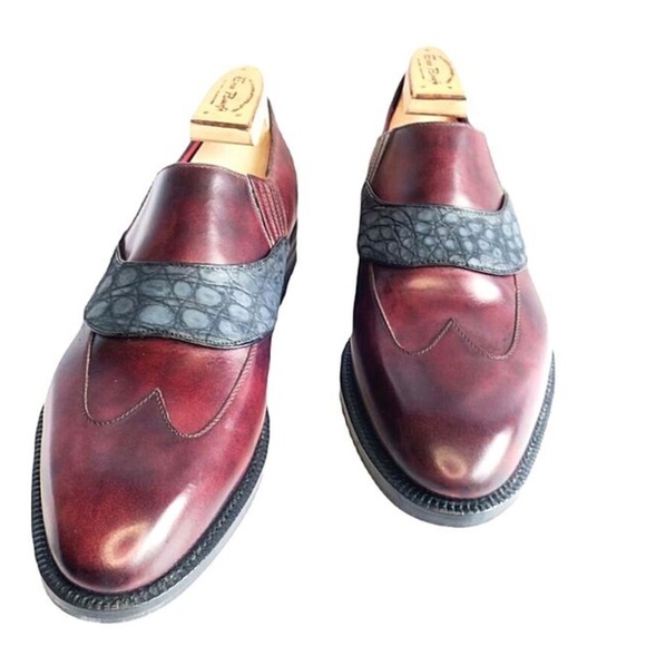 Maison Koly X Bonafe Balzac II crocodile suede Plum Museum Leather - Picture 2 of 3